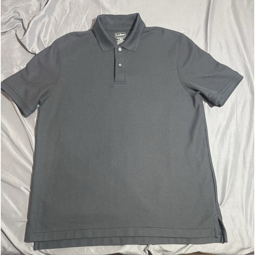 L.L.Bean Men’s Large Polo Shirt Black Short Sleeve Casual Preppy Traditional Fit